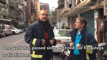 Walter and friends in fire fighting suits with EN 469